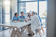 © peopleimages.com - Medical, team and people in meeting in office for healthcare planning, health management and diversity. Doctor, nurse collaboration or professionals in boardroom for diagnosis treatment or cardiology