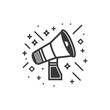 © NikahGeh - Black and White Outline Illustration of a Megaphone with Stars and Plus Signs