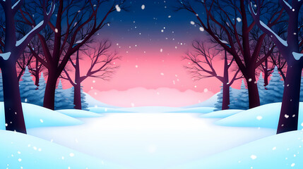 Poster - Winter Nature Background Illustration Cartoon Hand