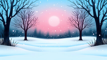 Canvas Print - Winter Nature Background Illustration Cartoon Hand