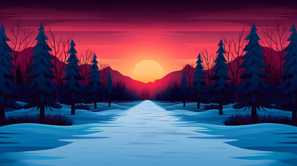 Sticker - Winter Nature Background Illustration Cartoon Hand