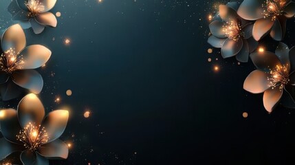 Wall Mural - a dark and elegant diwali background with subtle golden light effects and floral designs