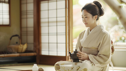 Canvas Print - Woman Tea Ceremony