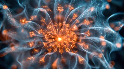 Wall Mural - A display of transparent fireworks creating a magical effect against a dark backdrop