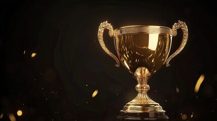 Golden champion cup isolated on a black background This vector illustration offers a realistic 3D representation of a championship trophy emphasizing sport awards and victory concepts