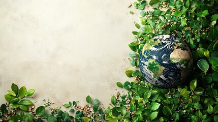 Poster -  Earth centered in bush with leafy surrounding and central hole