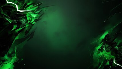 Black and green abstract gaming background. Generative Ai.