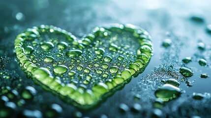 Poster -  A close-up of a heart-shaped object, with water droplets on both the top and bottom