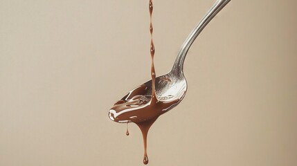 Sticker -   A spoon coated in melted chocolate, three times