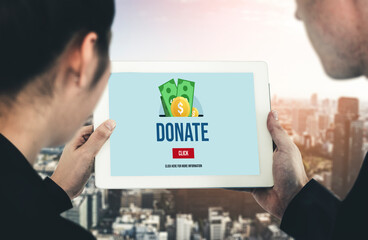 Poster - online donation platform offer modish money sending system for people to transfer on the internet
