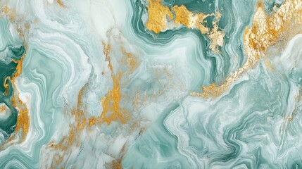 Mint green and gold marble texture, fresh and luxurious marble generative ai