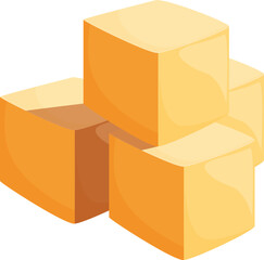 Poster - Four fresh square pieces of tofu forming a tasty pile, perfect for vegetarian recipes