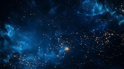 Wall Mural - exploring the night sky with shimmering stars and constellations in deep blue cosmic space