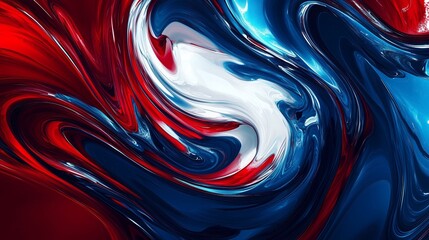 Poster - Vibrant swirling colors of red, white, and blue blend seamlessly in an abstract design, creating a captivating visual experience