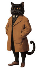 Poster - PNG A cat costumes wearing Mona Lisa animal illustration human.