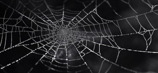Wall Mural - white spider webs on a black background, top view black and white vector illustration of cobwebs wit