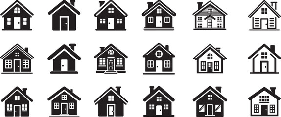 house icon sheet,set of black house symbol. isolated on white background. vector icon illustration.