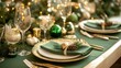 © vetrana - Chic green themed table arrangement for a festive christmas and new year celebration dinner