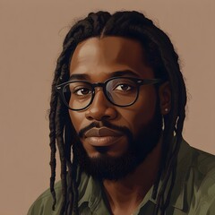 Illustration of black man with glasses