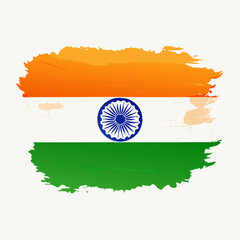 Indian Flag Watercolor Brush Stroke: A vibrant watercolor brush stroke depicting the Indian flag, capturing the spirit of patriotism and national identity. The flag's colors, saffron, white, and green