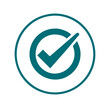 © NeuroArtStream - Teal checkmark in circle icon, approval and verification concept