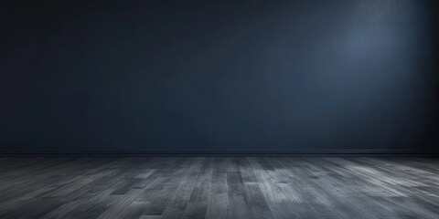 Poster - Empty Dark Room with Wooden Floor and Soft Lighting