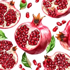 Watercolor Pomegranate Pattern