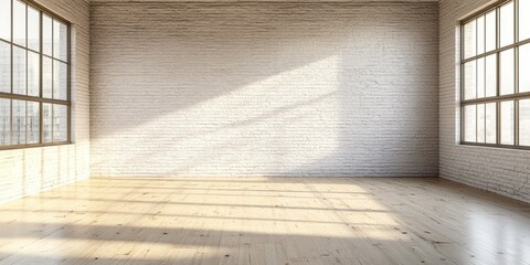 Wall Mural - Bright Minimalist Empty Room with Large Windows