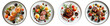 © Loony Dream Designs - Gourmet plates with various foods fine dining and culinary presentation transparent background