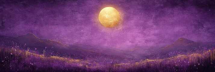 Wall Mural - Serene Landscape Under a Golden Moon