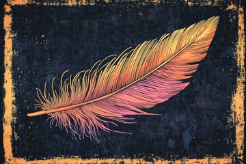 Sticker - Vibrant Feather on Dark Background