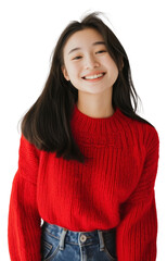 Wall Mural - PNG Asian teenager girl sweater smile happy.