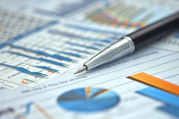 Leinwandbilder - Computer monitor displaying colorful data visualizations and analytics perfect for business presentations in a modern office environment