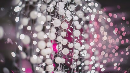 White silver and pink abstract bokeh lights. defocused background