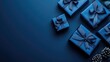 © kvladimirv - Blue Gift Boxes with Ribbons on Dark Background - Holiday, Celebration, and Present Concept