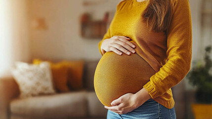 obstetrician gently touches a pregnant belly, symbolizing care and support. The image conveys the deep emotional connection and sensitivity surrounding pregnancy and related issues