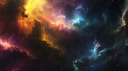abstract background of a cosmic nebula with swirling colors.