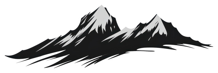 Canvas Print - PNG Moutain on paint brush stroke mountain nature white background.