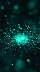 Fototapete - A radiant burst of turquoise particles creates a mesmerizing wave, scattering outward from a vibrant center, evoking a sense of cosmic explosion and energy.