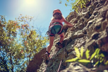 A brave child faces their fear of heights and climbs a steep hill, gaining a sense of accomplishment and overcoming their personal challenge