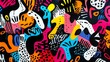 © BozStock - Colorful abstract graffiti art on a black background.