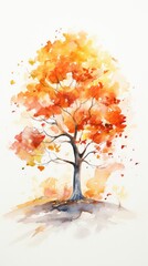 Poster - Watercolor painting of a tree