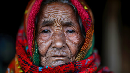 Canvas Print - Woman Himalayan Mountain Village