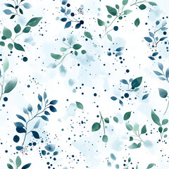 Wall Mural - Tiny watercolor flowers and branches, floral motif, seamless pattern