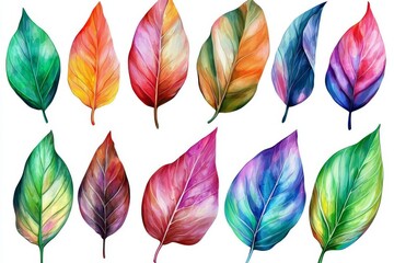 Wall Mural - Flying autumn leaves on a background, autumn foliage in multicolors.