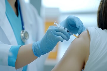 Nurse administering vaccination into patient’s arm with precision