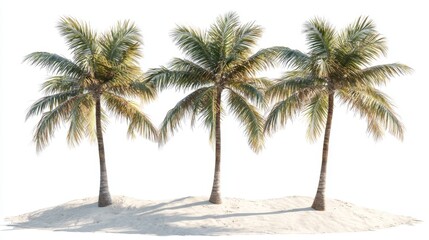 Wall Mural - Against a white background, coconut palm trees look tropical - tropical landscape elements, tropical landscape, summer vacation concept, beach theme.