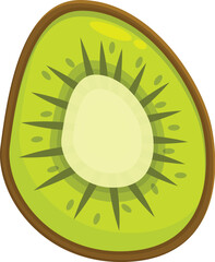 Poster - Kiwi fruit cut in half showing the juicy green flesh, seeds, and brown skin