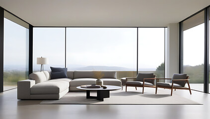 contemporary living room large windows modern furniture sleek decor