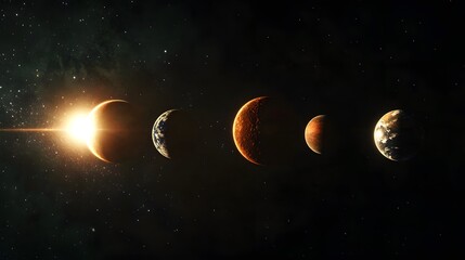 Wall Mural - inner solar system: a focused view of the inner solar system, featuring mercury, venus, earth, and m